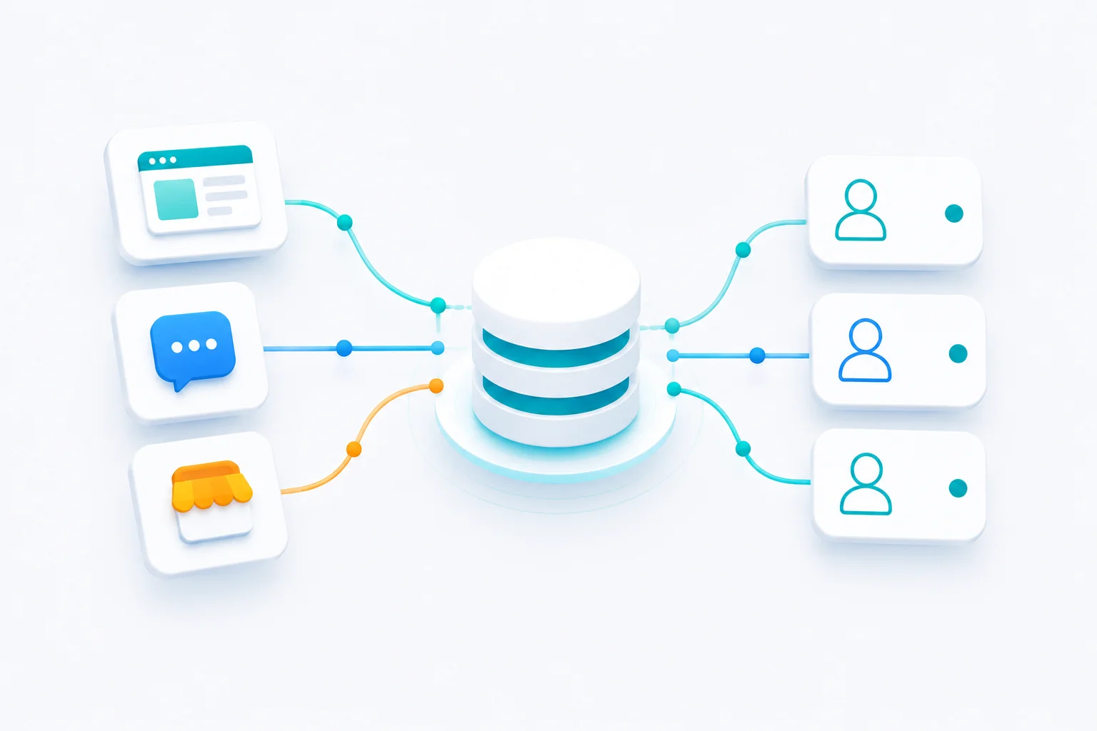 Multiple sources feeding into one shared team database.